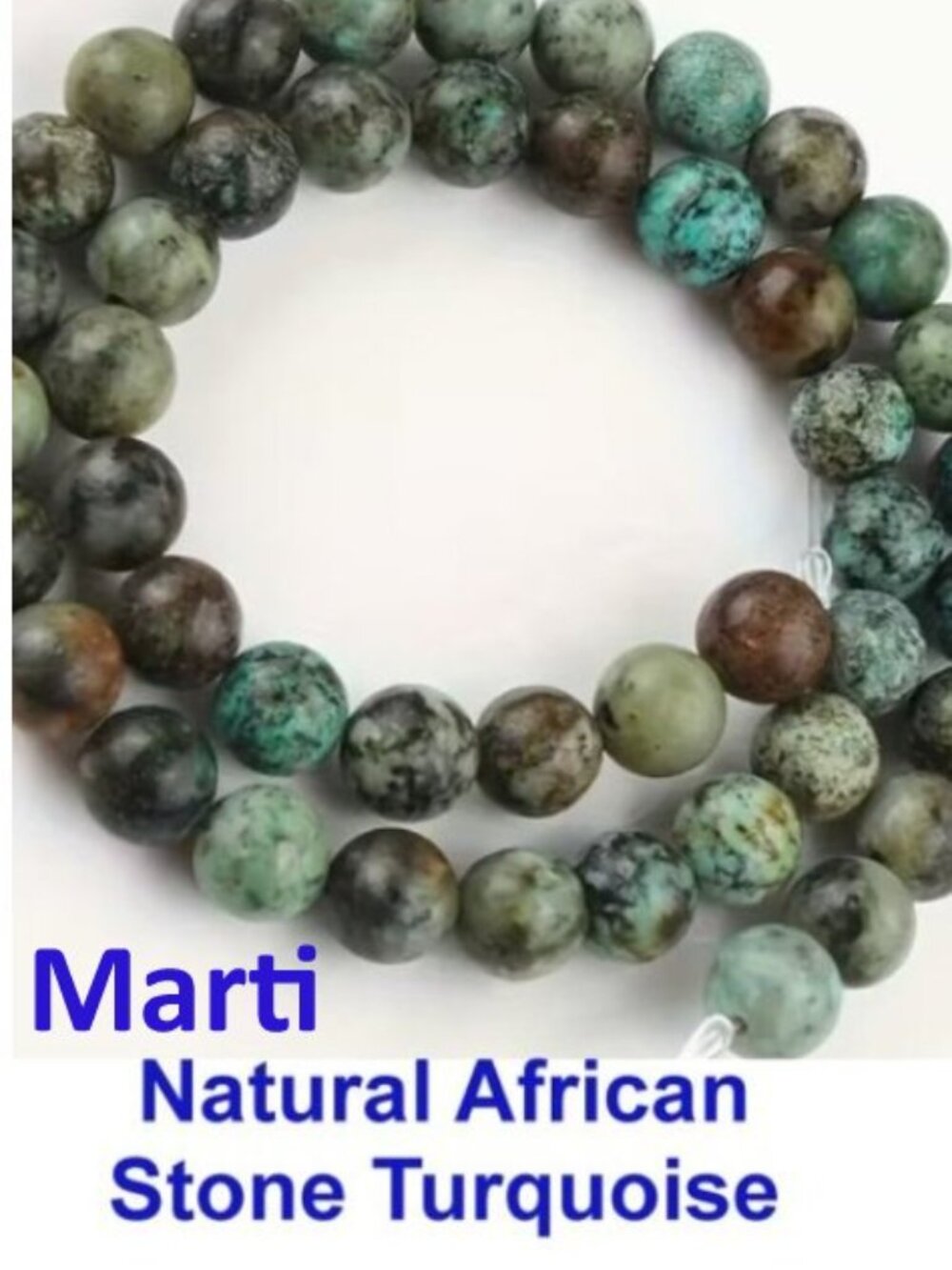 Natural African Stone Turquoise   15" Strand X2   8mm